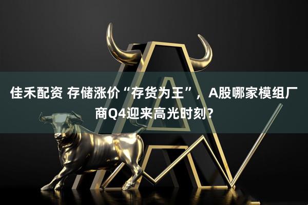 佳禾配资 存储涨价“存货为王”，A股哪家模组厂商Q4迎来高光时刻？